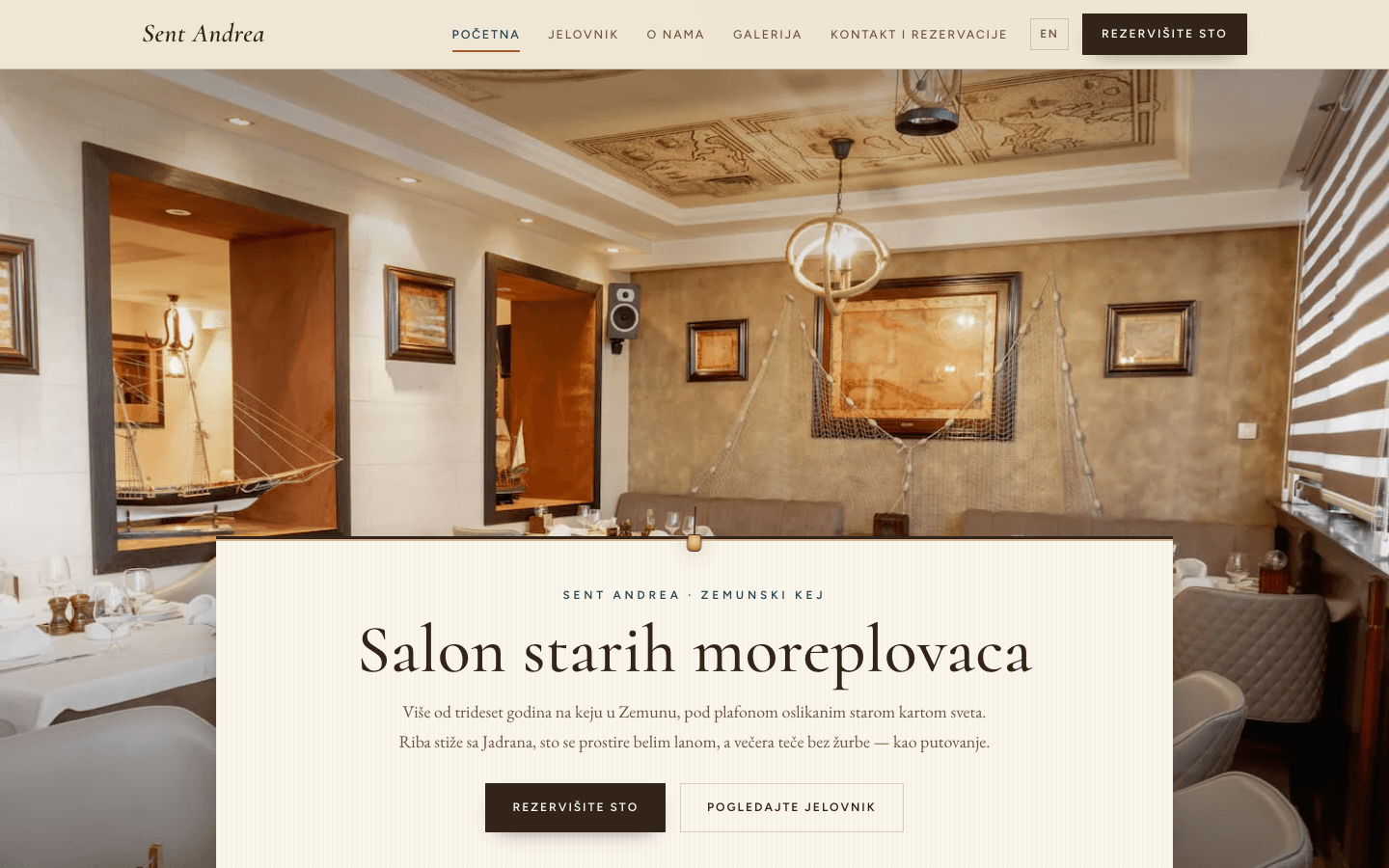 Sajt restorana Sent Andrea - topli salon sa oslikanim plafonom